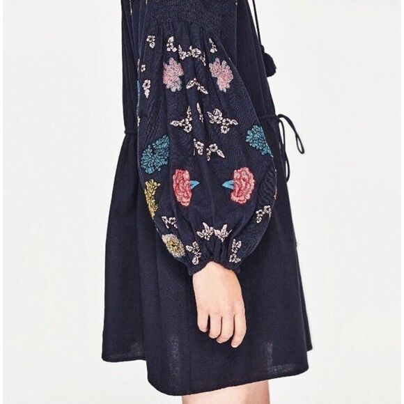 ✨4xHP✨Navy Blue Short Embroidered Tunic MidiDress✨ - Picture 7 of 12